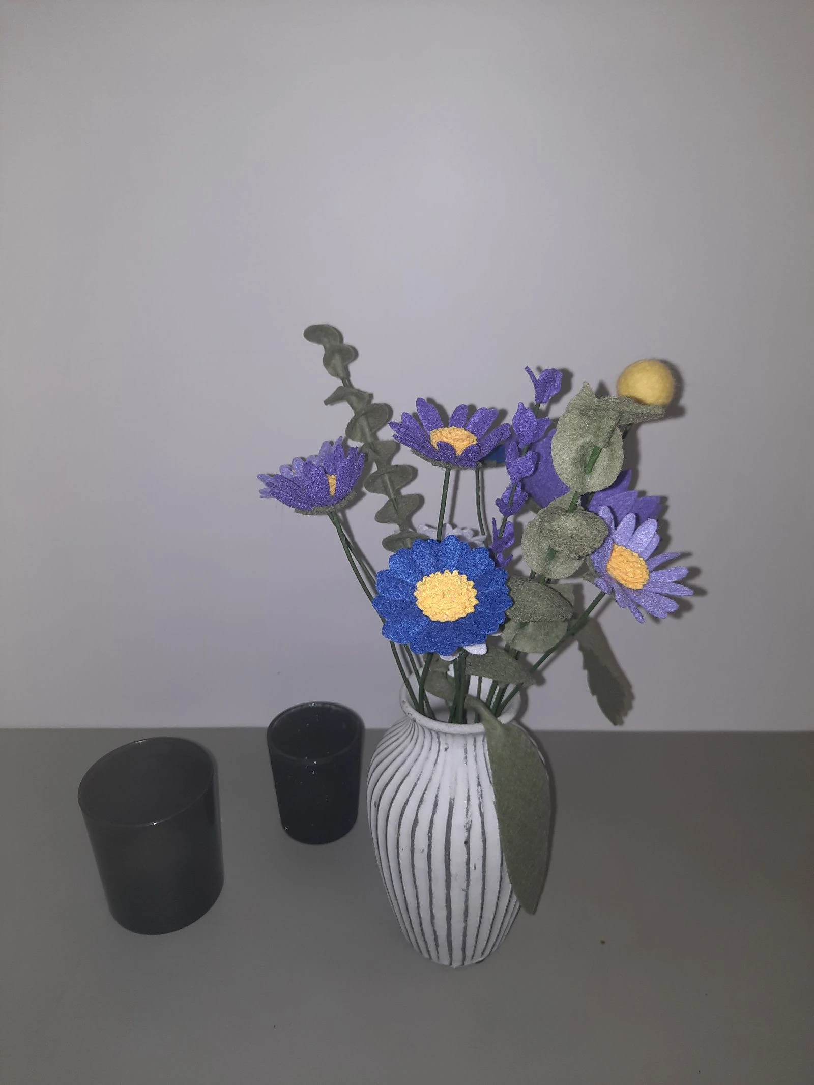 Handmade felt flowers lilac with matching little vase – photo 9